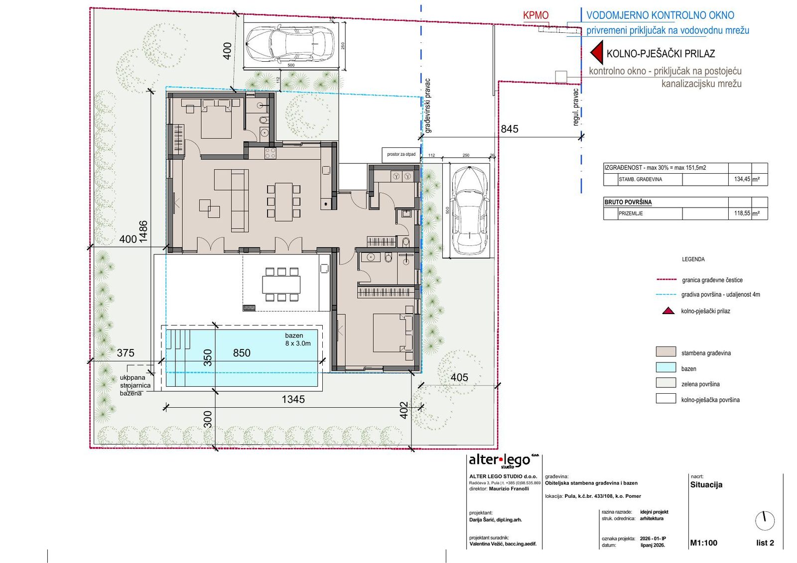Anonymisierter Grundriss des geplanten Bungalows
